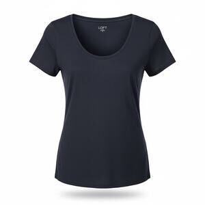 LOFT Outlet Navy Short Sleeve Tee Women’s XS (0–2) Scoop Neck Lightweight